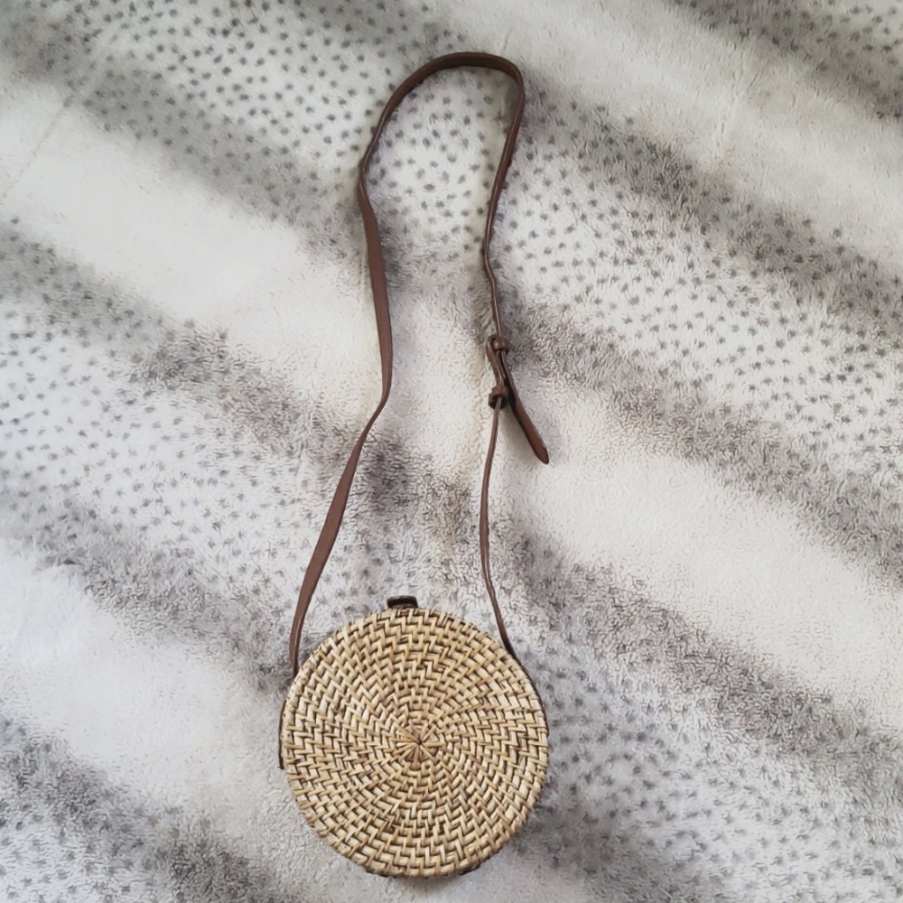 JCrew tan woven straw/wicker purse